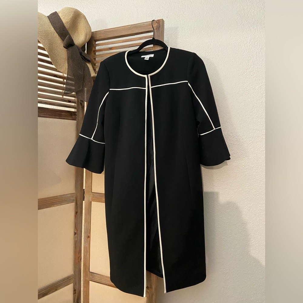 Calvin Klein Long Black Blazer with White Accents